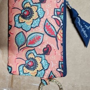 Vera Bradley Coral Floral Cat Coin Pouch